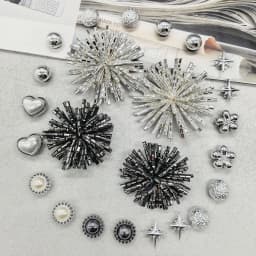 12PCS Shiny Firework Starbust Shoe Charms Accessories Silvery Heart Clogs Shoe Buckles DIY Decorations Round Beads Shoe Clips