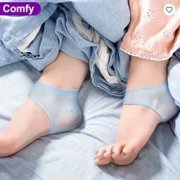 Washable Blue Silicone Heel Protectors | Unisex for Day & Night Care | Breathable & Long-Lasting Comfort