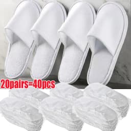 White Disposable Slipper Non-Slip House Slippers Individually Packaged Unisex Brushed Slides for Hotel Travel Households Shoes