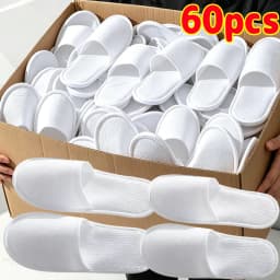 White Disposable Slipper Non-Slip House Slippers Individually Packaged Unisex Brushed Slides for Hotel Travel Households Shoes
