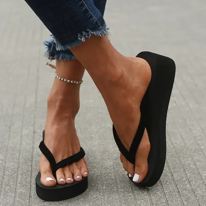 Women's Wedge Heel Flip-flops Summer Shoes Slippers 5CM Beach Home Slippers Women's Flip-flops Foam Slippers