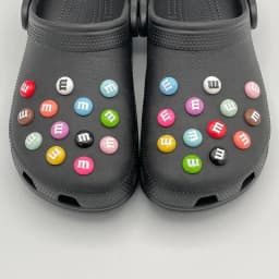 13/26Pcs Funny Letter M Bean Chocolate Candy Pins For Kid's Sandal Small Shoe Charms Decoration Fit Slippers Accessory DIY Parts