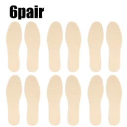1-6Pairs Natural Sheepskin Wool Insoles For Shoes Men Winter Feet Warm Thicken Fluffy Fleece Insoles Women Snow Boots Shoe Pads