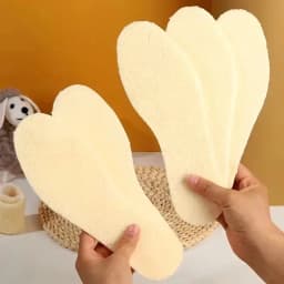 1-6Pairs Natural Sheepskin Wool Insoles For Shoes Men Winter Feet Warm Thicken Fluffy Fleece Insoles Women Snow Boots Shoe Pads