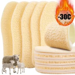 1-6Pairs Natural Sheepskin Wool Insoles For Shoes Men Winter Feet Warm Thicken Fluffy Fleece Insoles Women Snow Boots Shoe Pads