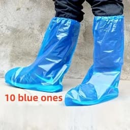 KKJOY 10Pcs Disposable Rain Shoe Covers Transparent Non Slip Waterproof Protectors Uses for Outdoor Wet Weather