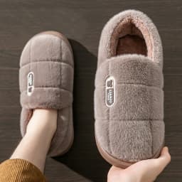 Men's slippers Winter Solid Color Wrap Heels Plush Slippers Non-slip Warm Women Men Home Casual Cotton Shoes Big Size 50 51