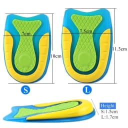 Silicone Gel Insoles for Heel Spurs Fascitis Plantar Pain Relief Inserts Heel Cup Cushion Height Increase Shoe Insoles
