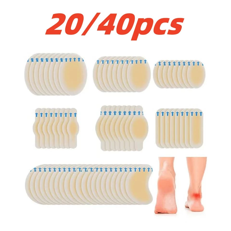 20pcs Blister Plasters Invisible Hydrocolloid Gel Blister Bandages Blister Cushion Pad for Heel Foot Toe and Guard Skin