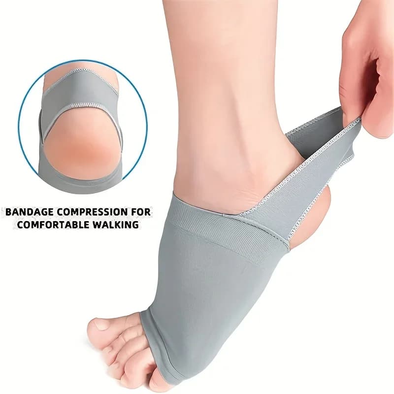A Pair of Vegetative Arch Support Sleeves with Gel Pads - Compression Foot Stands for Men and Women, Relieving Pain in Flat Feet