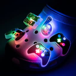 5PCS LED Shoe Charms Cats Dogs Unicorns Lighted Shoe Decorations Gamepad Cameras Diamond LED Pins for Women Girls Clog Buckles
