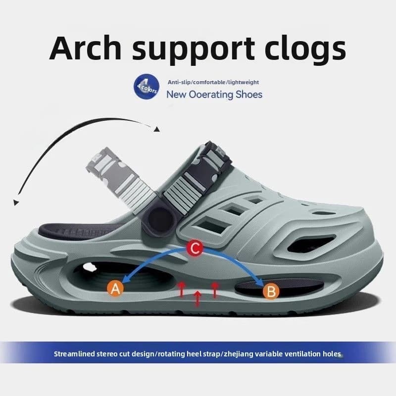 Orthopedic Slippers with Arch Support Anti Slip Soft Sole Summer Cool Hole Shoes Thick Bottom Breathable Walking Sandals