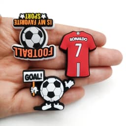 18PCS Set Boys Men Football Style Buckle Soccer Sports Theme Hole Shoes Charms Packs Decoration Slipper Sandals Shoe Accessories