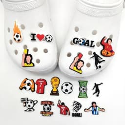 18PCS Set Boys Men Football Style Buckle Soccer Sports Theme Hole Shoes Charms Packs Decoration Slipper Sandals Shoe Accessories