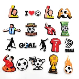18PCS Set Boys Men Football Style Buckle Soccer Sports Theme Hole Shoes Charms Packs Decoration Slipper Sandals Shoe Accessories