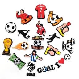 18PCS Set Boys Men Football Style Buckle Soccer Sports Theme Hole Shoes Charms Packs Decoration Slipper Sandals Shoe Accessories