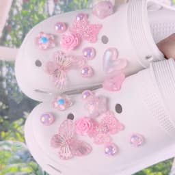 20PCS Fashion Shoe Charms Set Accessories for Sandals Clogs Shoe Buckle Summer Pink Crystal Little Bear DIY Shoes Decorations