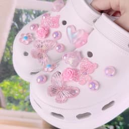 20PCS Fashion Shoe Charms Set Accessories for Sandals Clogs Shoe Buckle Summer Pink Crystal Little Bear DIY Shoes Decorations