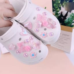 20PCS Fashion Shoe Charms Set Accessories for Sandals Clogs Shoe Buckle Summer Pink Crystal Little Bear DIY Shoes Decorations