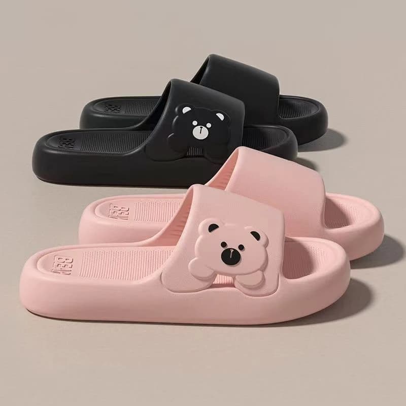 Summer Cartoon Bear Indoor Slippers for Women Lightweight Soft EVA Slides Woman Comfort Home Bathroom Non Slip Slippers