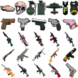 1/27PCS Cool Style Shoe Charms for Men Boys Gun Fighter Tank Missile Model Shoe Accessories Pins fit Jeans Pendant Clog Buckle