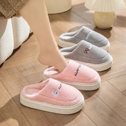 Winter Plush Slippers for Women & Men - Thick Sole Couple House Shoes, Warm Fleece-Lined Indoor Slides with Non-Slip Sole