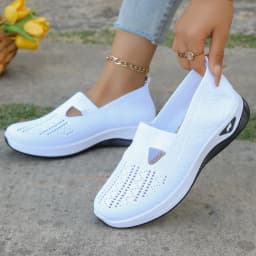 Women's Hollow Knit Mesh Slip On Sneakers, Orthopedic Comfortable Walking Shoes, Casual Flats for Elderly