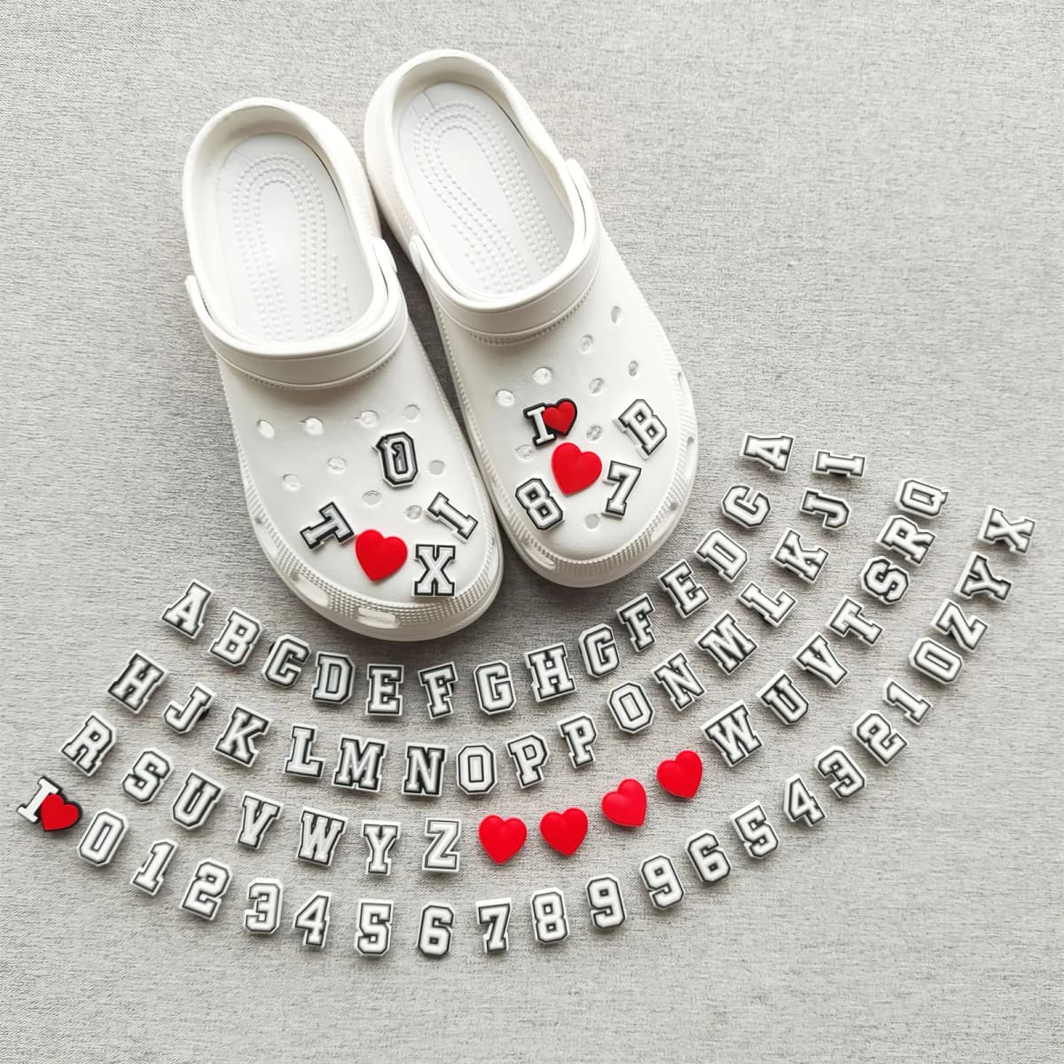 40/80Pcs Alphabet Series Shoe Charms For DIY Premium Quality Charms Shoe Decoration Accessories Bubble Slides Sandals Shoe Pins