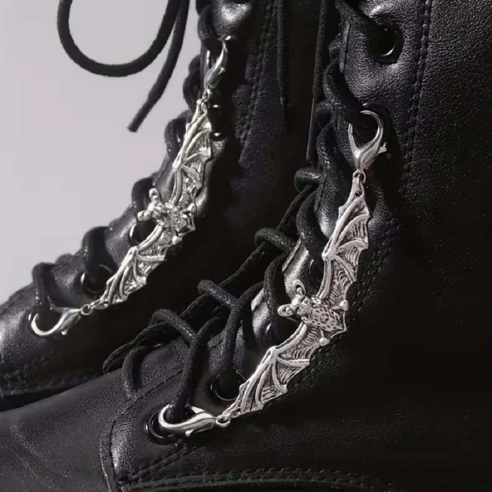 2pcs/set Gothic Alloy Bat Shoe Lace Buckle Charms, DIY Shoe Accessories, Shoe and Boot Decoration