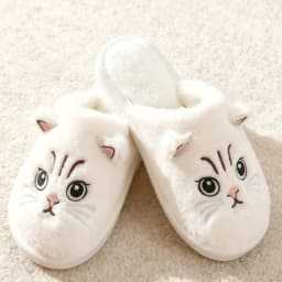 Solid Color Faux Fur Cat Home Slippers Couple Winter Warm Plush Soft EVA Slides Women Indoor Non-slip Sandals Adults Flip Flops