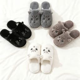 Solid Color Faux Fur Cat Home Slippers Couple Winter Warm Plush Soft EVA Slides Women Indoor Non-slip Sandals Adults Flip Flops
