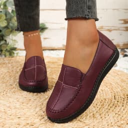 Women's Spring Autumn Leather Loafers Floral Embossed Slip‑On Flats Anti‑Slip Comfort Casual Mom Daily Walking Free Shipping