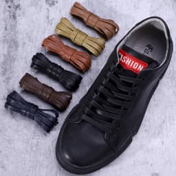1 Pair 0.8 CM Waxed Cotton Width Flat Waterproof Shoe Laces Unisex Shoelaces Boots Casual Sneakers Shoelace Leather Shoe Lace