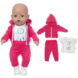 38cm doll clothes for 43cm Bebe doll boy clothes pants blue elephant set for 17" doll fur pajama