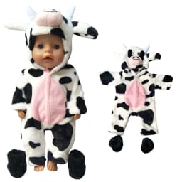 38cm doll clothes for 43cm Bebe doll boy clothes pants blue elephant set for 17" doll fur pajama