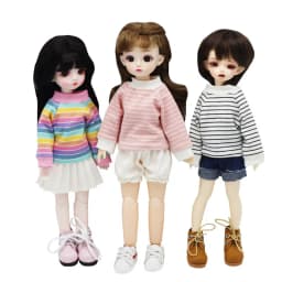 1/6 BJD Doll Clothes Accessories 28cm Doll Toys Rainbow Striped T-shirt Long-sleeved Clothes In Summer