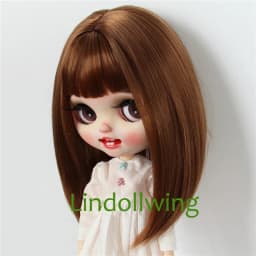 9-10 inch Blyth Wig Short Straight Brown Hair