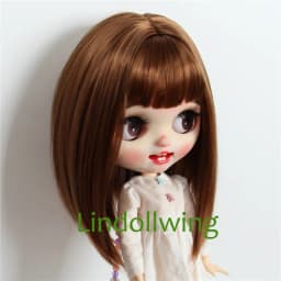 9-10 inch Blyth Wig Short Straight Brown Hair