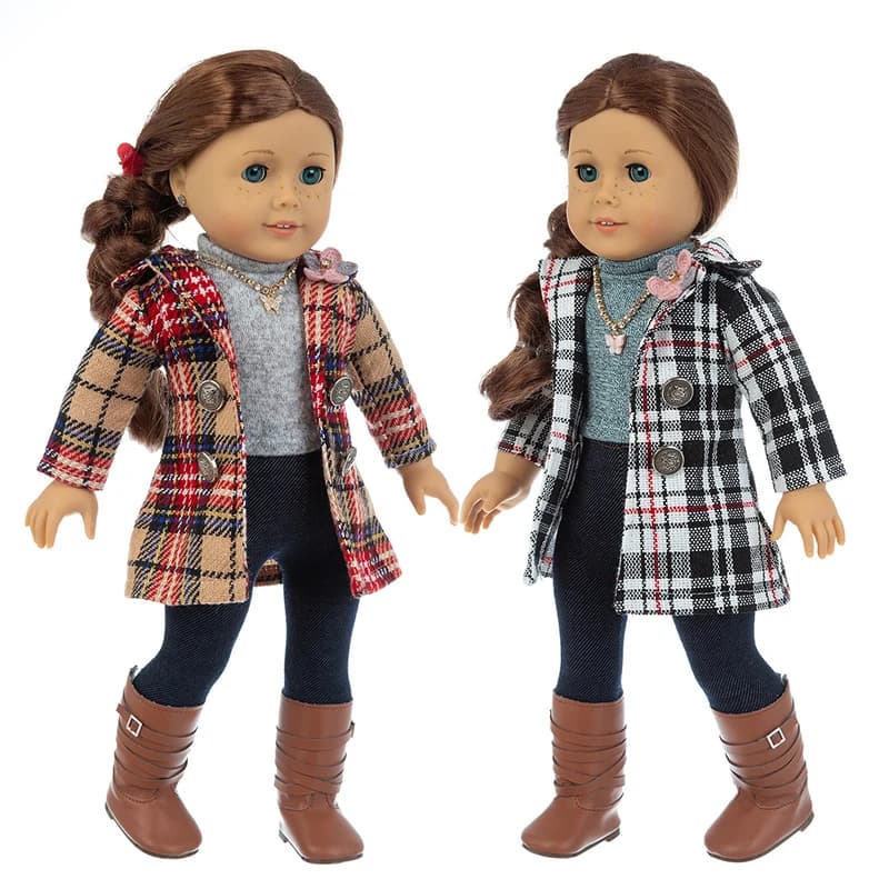3pcs In 1, Plaid suit Fit For American Girl Doll 18 Inch Doll Clothes , Shoes are not included.