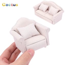 1:12 Dollhouse Mini Furniture Sofa with Pillow For Doll House Kids Pretend Play DIY Decor Accessories