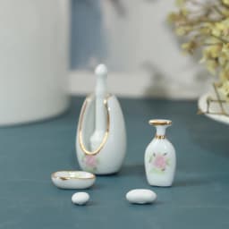 1Set 1/12 Scale Dollhouse Miniature Vintage style Bathroom Accessory Rose Floral Ceramic Dollhouse Furniture Accessories