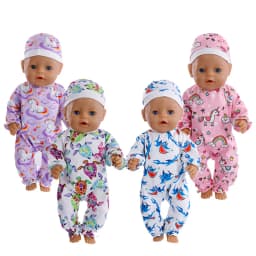 Doll Clothes for 17 Inch Dolls Overalls New Born Baby Doll Outfit with Hat Fit 40-43cm Doll Girl Accessories Gift