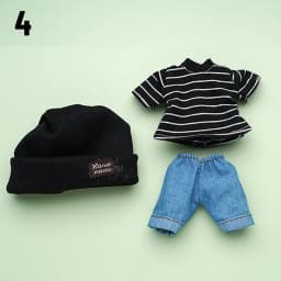 17cm Doll Clothes Set Fashion Tops Striped T-shirt Jeans Pants Knitted Miniature Hat For 1/8 Bjd Doll Dressup Ob11 Clothes Toys