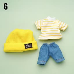 17cm Doll Clothes Set Fashion Tops Striped T-shirt Jeans Pants Knitted Miniature Hat For 1/8 Bjd Doll Dressup Ob11 Clothes Toys