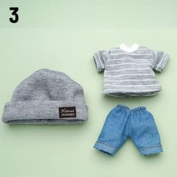 17cm Doll Clothes Set Fashion Tops Striped T-shirt Jeans Pants Knitted Miniature Hat For 1/8 Bjd Doll Dressup Ob11 Clothes Toys