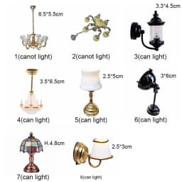1:12 Scale Dollhouse Miniature Desk Lamp LED Lamp Wall Light Lamp CeilingLamp Doll Decor Toy Doll House Decoration Accessories