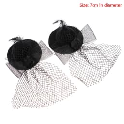 1Pcs 7cm Doll Fashion Lady Bowler Hat Vintage Dolls Clothes doll house mini Simulation Black Mesh Hat Model Kid Toy Accessories