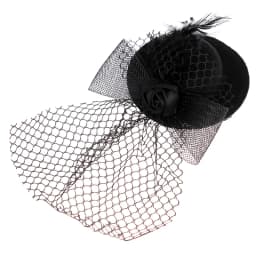1Pcs 7cm Doll Fashion Lady Bowler Hat Vintage Dolls Clothes doll house mini Simulation Black Mesh Hat Model Kid Toy Accessories