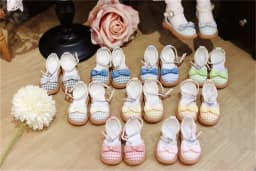 BJD MDD MSD Shoes Suitable for 1/4 Doll Sandals Soft Sole Bow Plaid Cloth Upper Multi-colored Elegant BJD Doll Accessories