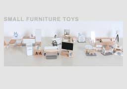 Modern dollhouse furniture kitchen wood miniature bathroom bedroom dolls house kitchen items table and chairs baby accessories